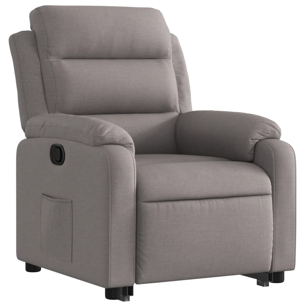 Fauteuil relax avec aide à la verticalisation en tissu taupe