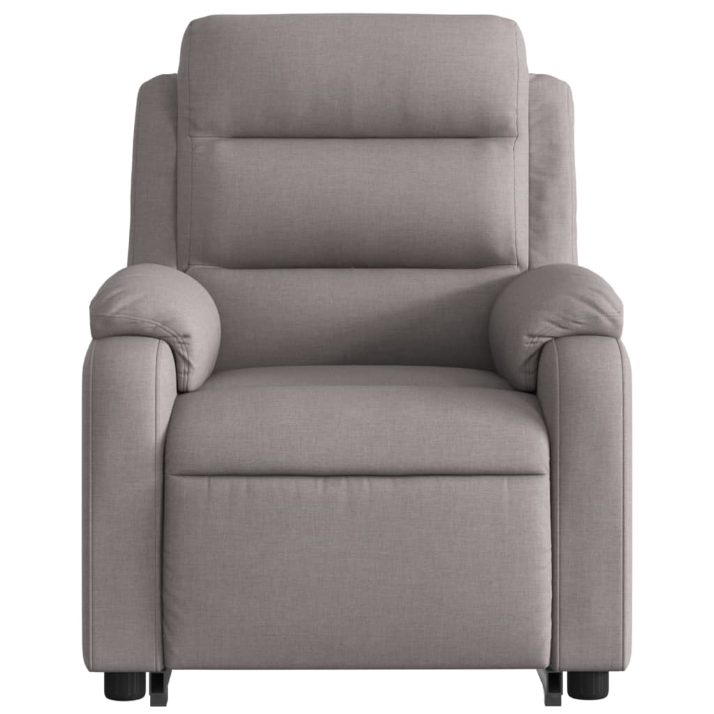 Fauteuil relax avec aide à la verticalisation en tissu taupe