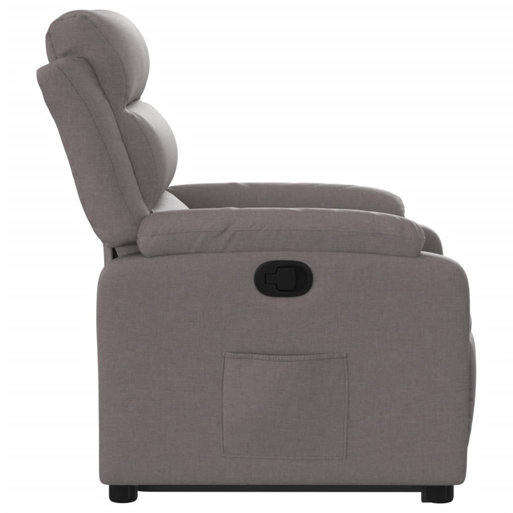 Fauteuil relax avec aide à la verticalisation en tissu taupe