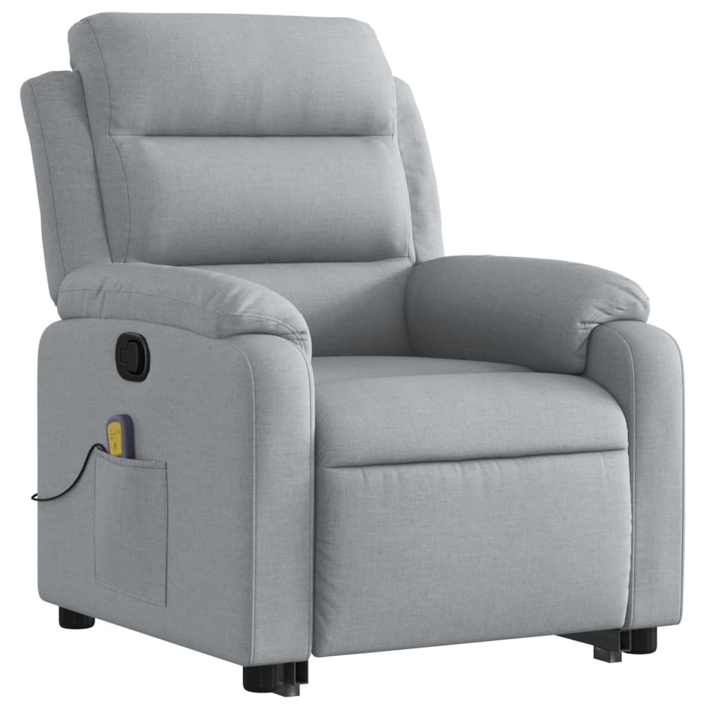 Fauteuil de massage avec aide à la verticalisation en tissu gris clair