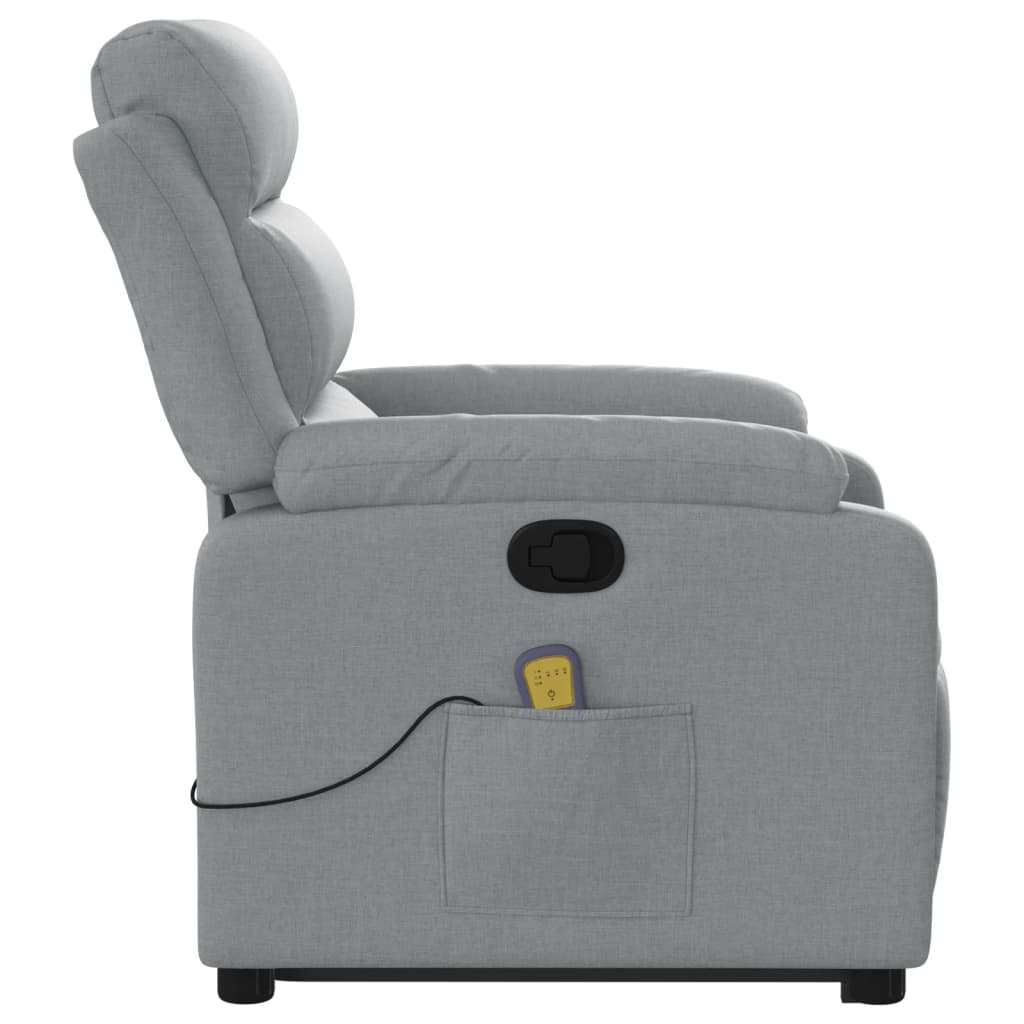 Fauteuil de massage avec aide à la verticalisation en tissu gris clair