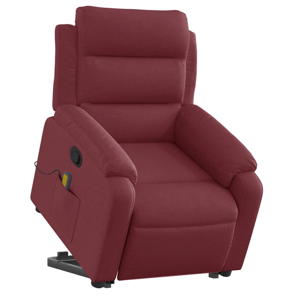 Fauteuil de massage avec aide à la verticalisation en tissu rouge vin