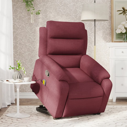 Fauteuil de massage avec aide à la verticalisation en tissu rouge vin