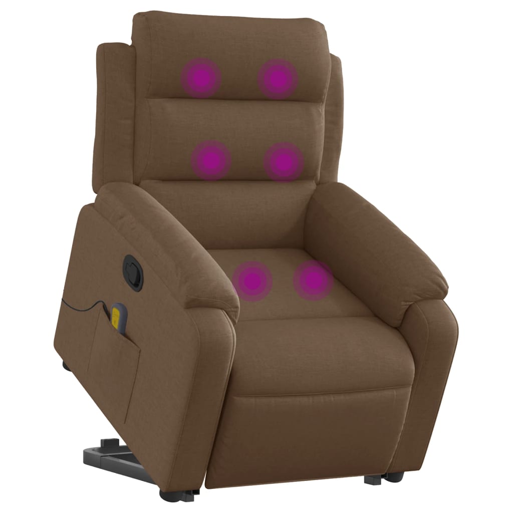 Massage chair with stand-up aid brown fabric