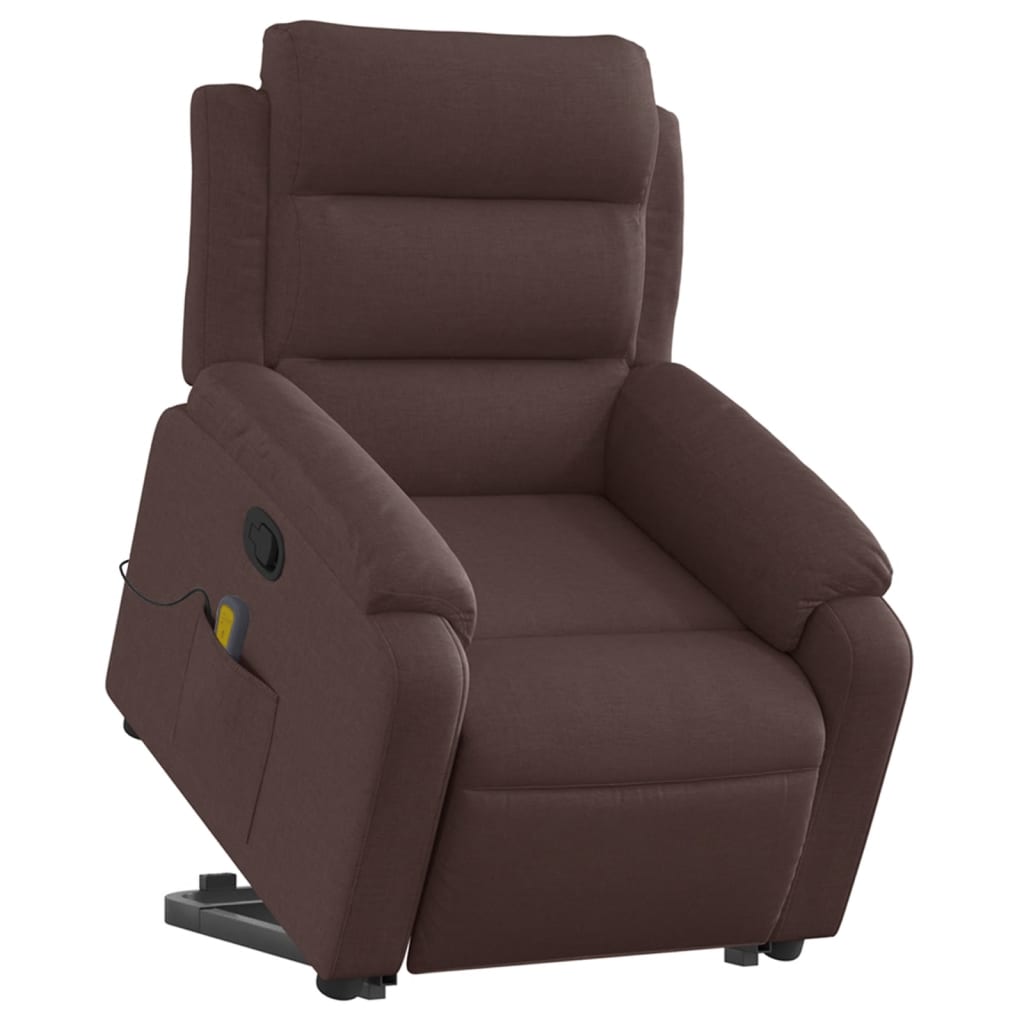 Fauteuil de massage avec aide à la verticalisation en tissu marron foncé