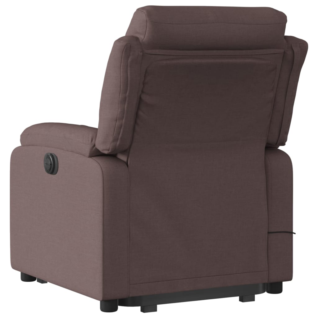 Fauteuil de massage avec aide à la verticalisation en tissu marron foncé