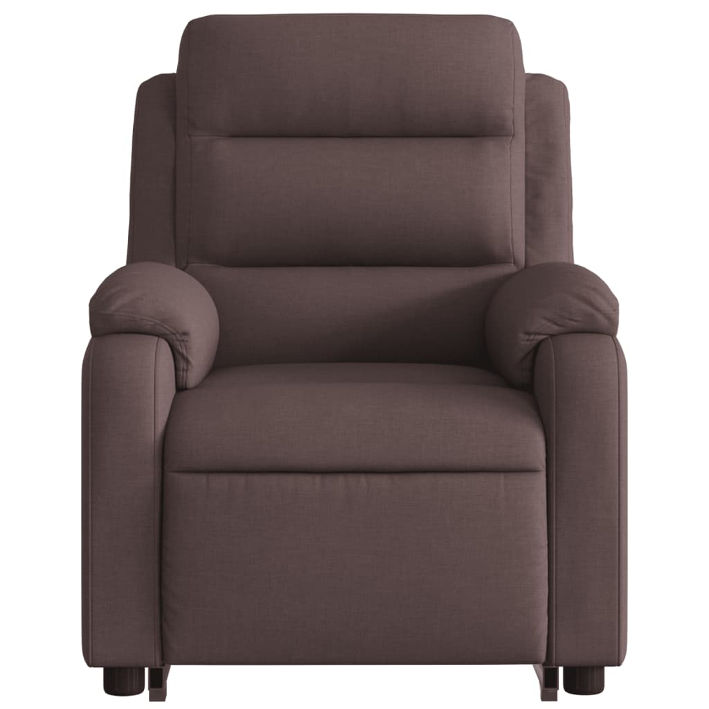 Fauteuil de massage avec aide à la verticalisation en tissu marron foncé
