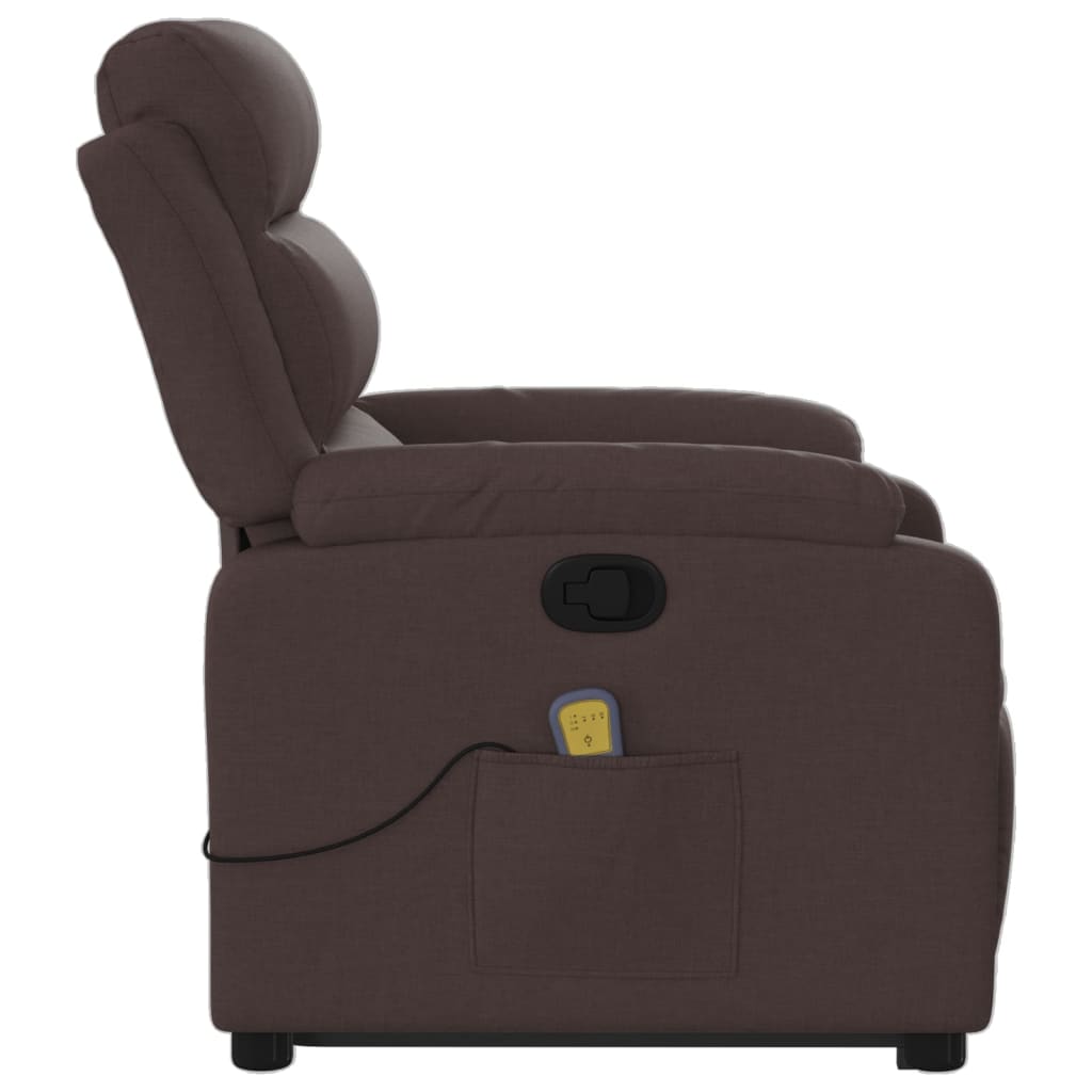 Fauteuil de massage avec aide à la verticalisation en tissu marron foncé