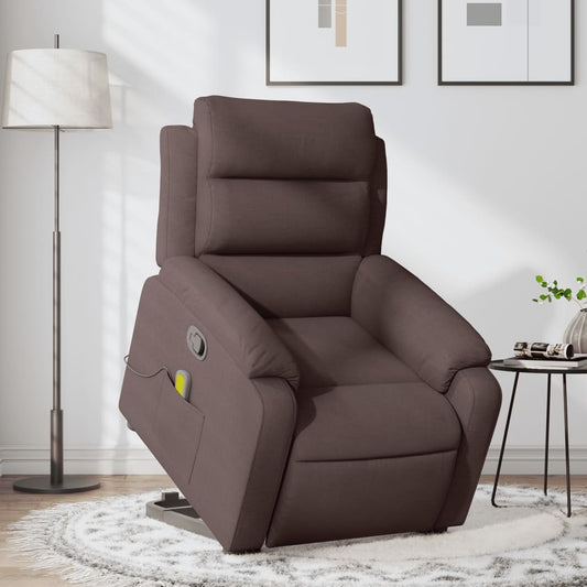 Fauteuil de massage avec aide à la verticalisation en tissu marron foncé