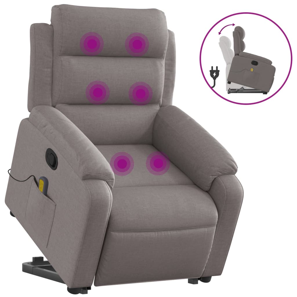 Fauteuil de massage avec aide au verticalisation en tissu taupe