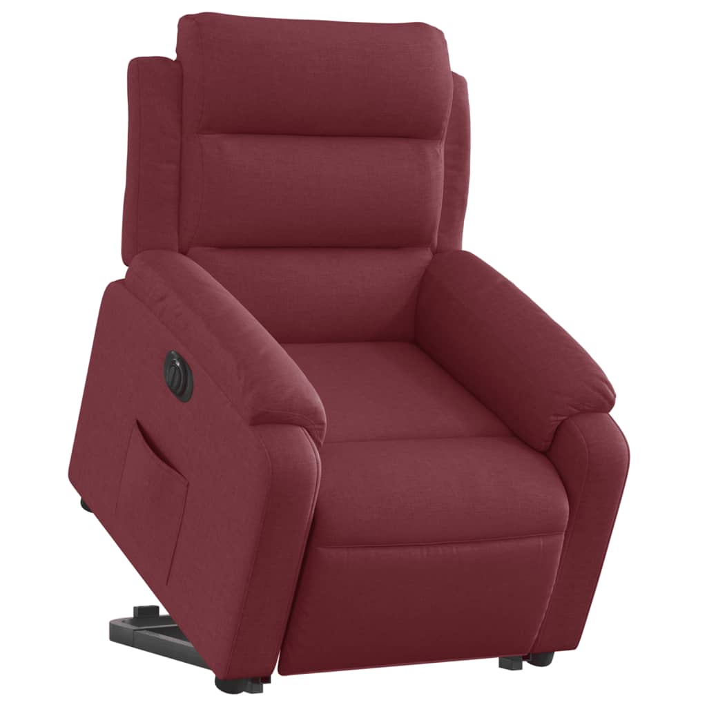 Relaxing chair with electric riser wine red fabric