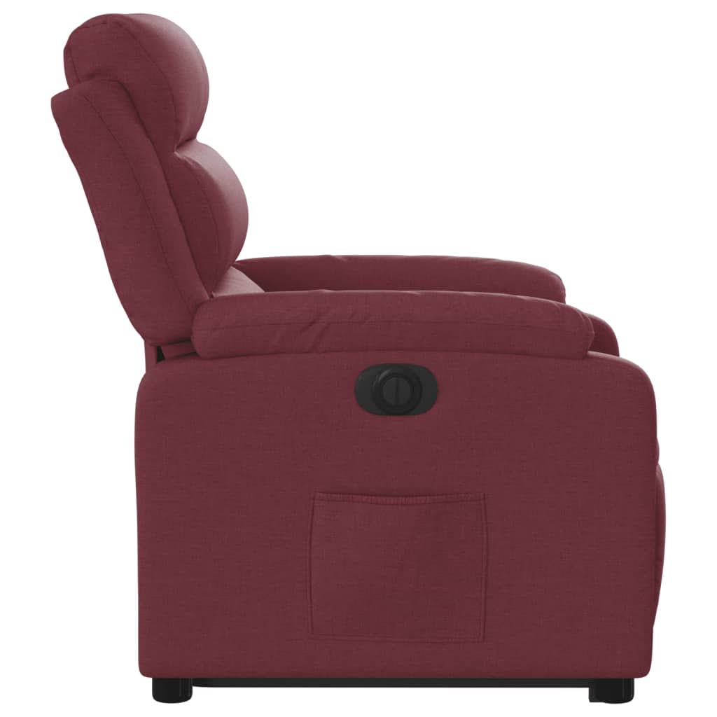 Relaxing chair with electric riser wine red fabric