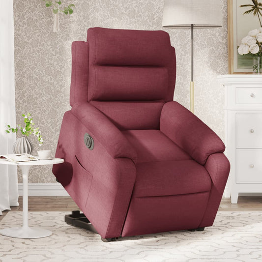 Relaxing chair with electric riser wine red fabric