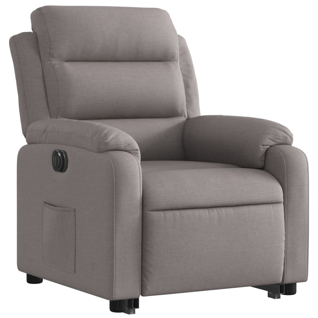 Relaxing chair with electric riser in taupe fabric