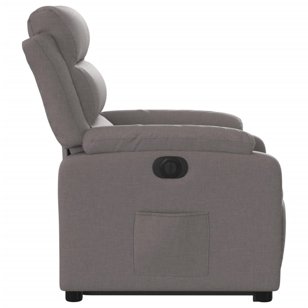 Relaxing chair with electric riser in taupe fabric
