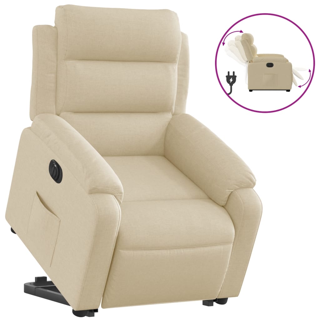 Relaxing chair with electric riser in cream fabric