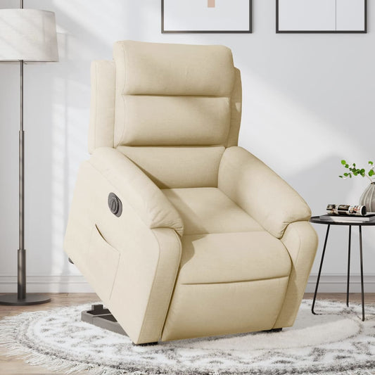 Relaxing chair with electric riser in cream fabric
