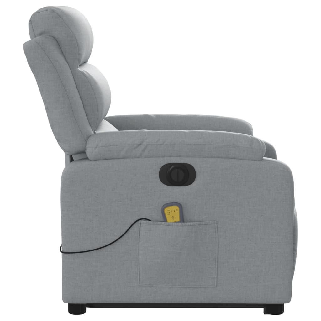Fauteuil de massage électrique avec aide à la verticalisation en tissu gris clair