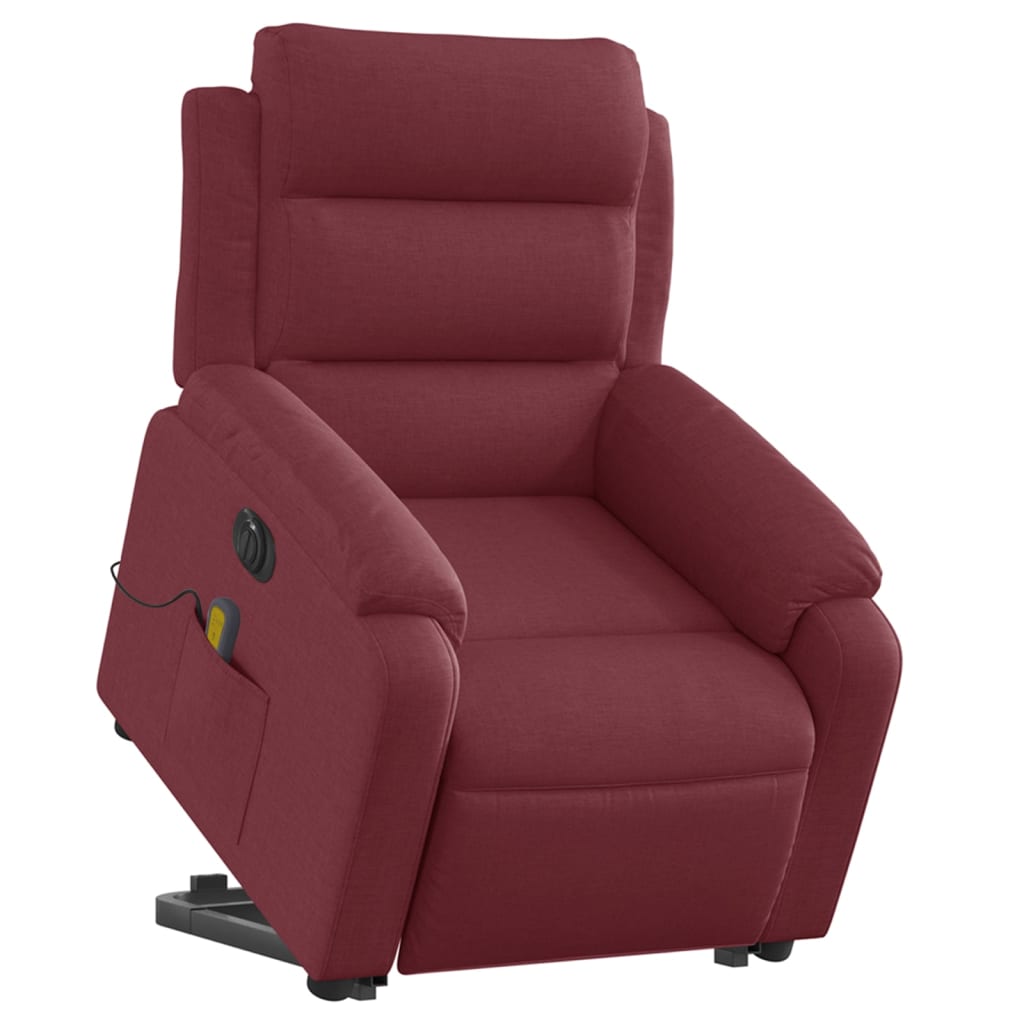 Electric massage chair with stand-up aid wine red fabric