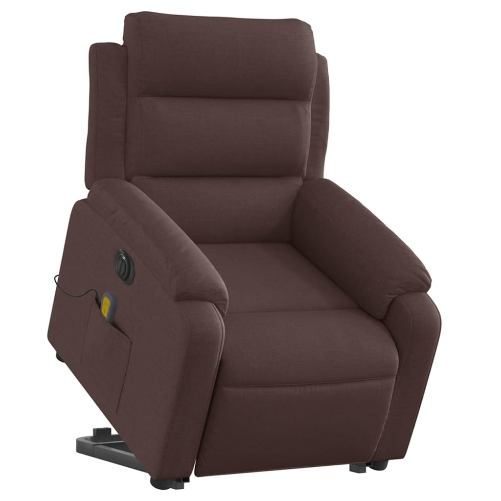 Electric massage chair with stand-up aid, dark brown fabric