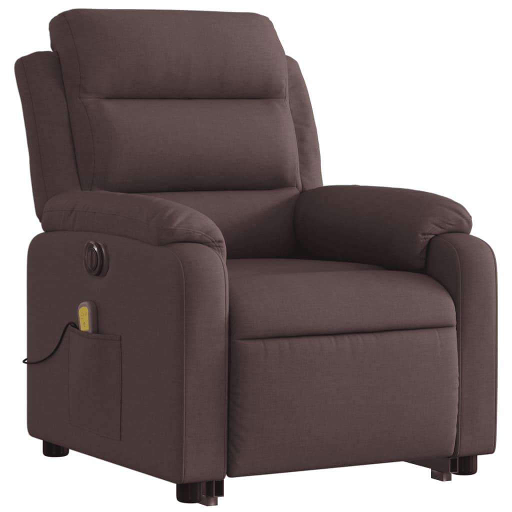 Electric massage chair with stand-up aid, dark brown fabric