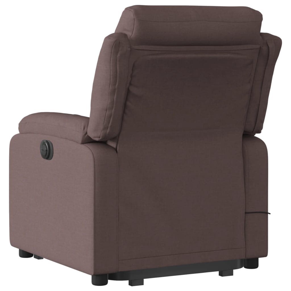 Electric massage chair with stand-up aid, dark brown fabric