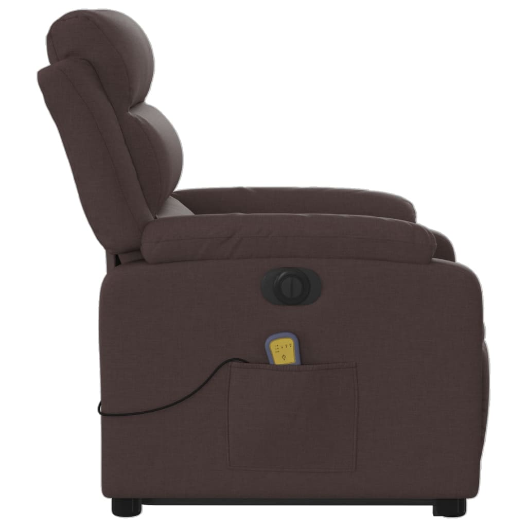 Electric massage chair with stand-up aid, dark brown fabric