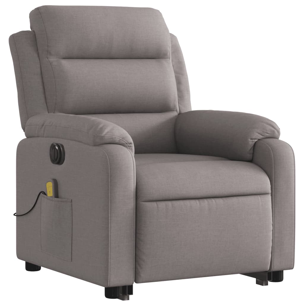 Electric massage chair with stand-up aid taupe fabric