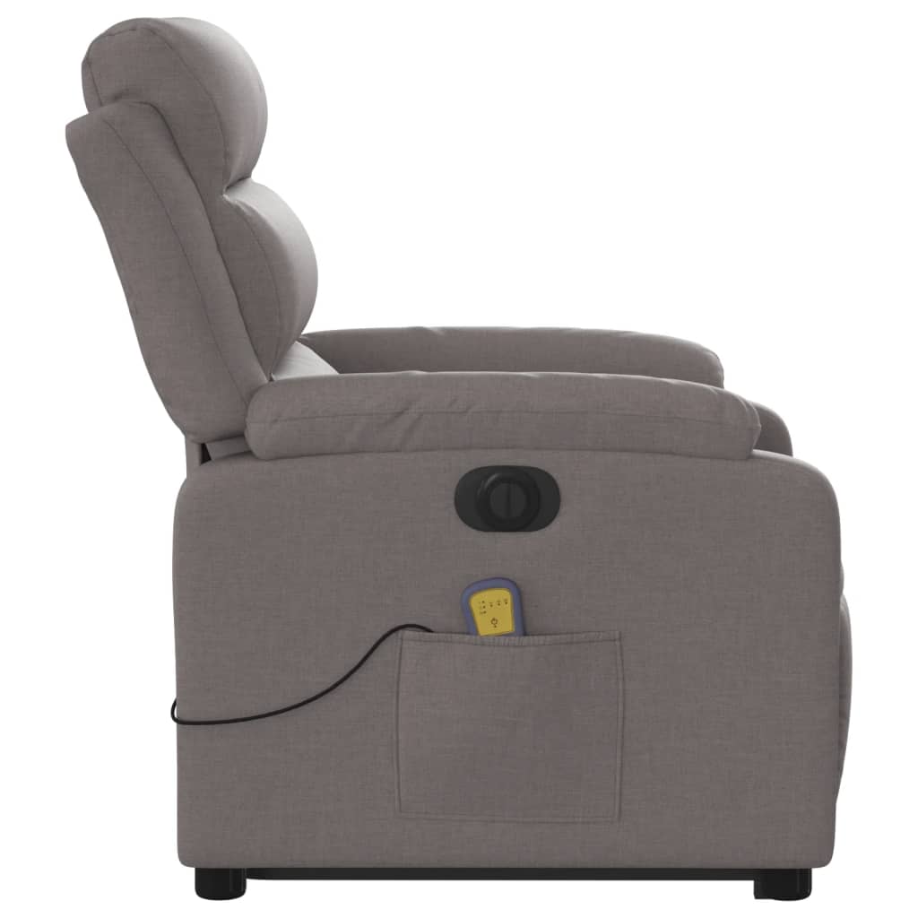Electric massage chair with stand-up aid taupe fabric
