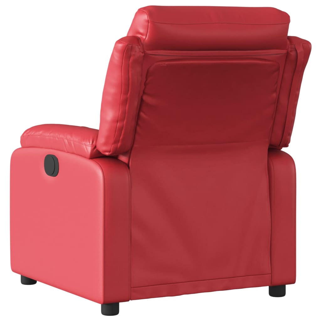 Electric recliner chair red faux leather