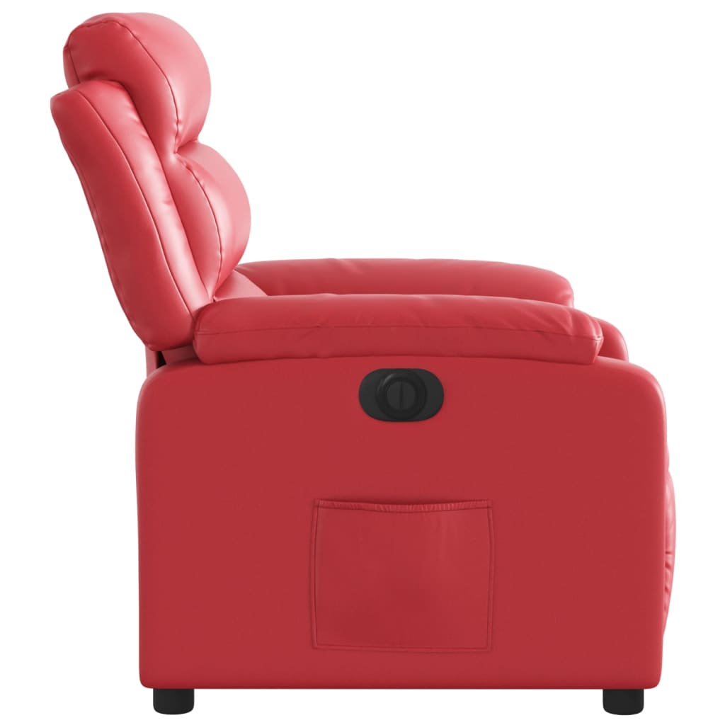 Electric recliner chair red faux leather