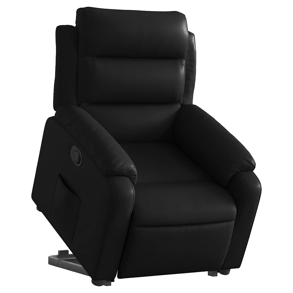 Relaxsessel mit Aufstehhilfe Schwarz Kunstleder