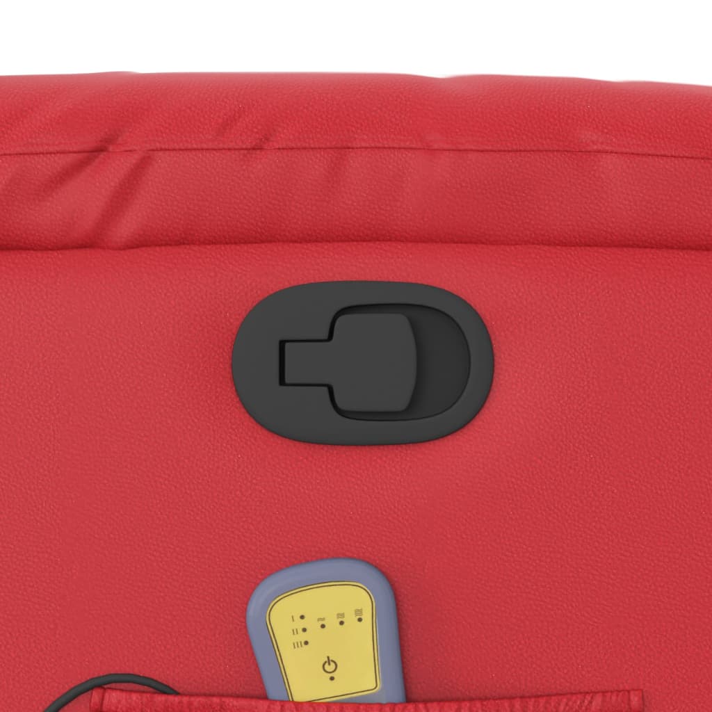 Massage chair with stand-up aid red artificial leather