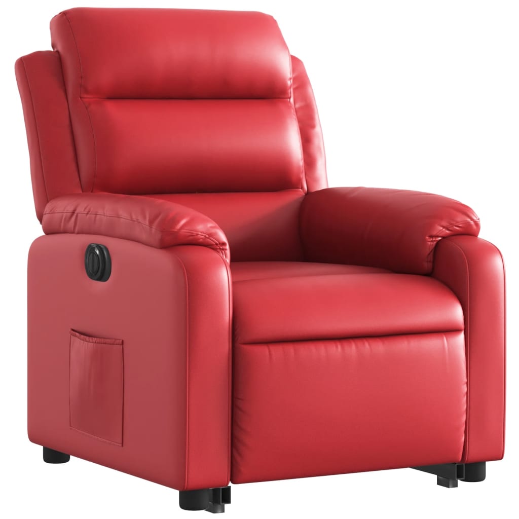 Relaxing chair with electric riser, red, artificial leather