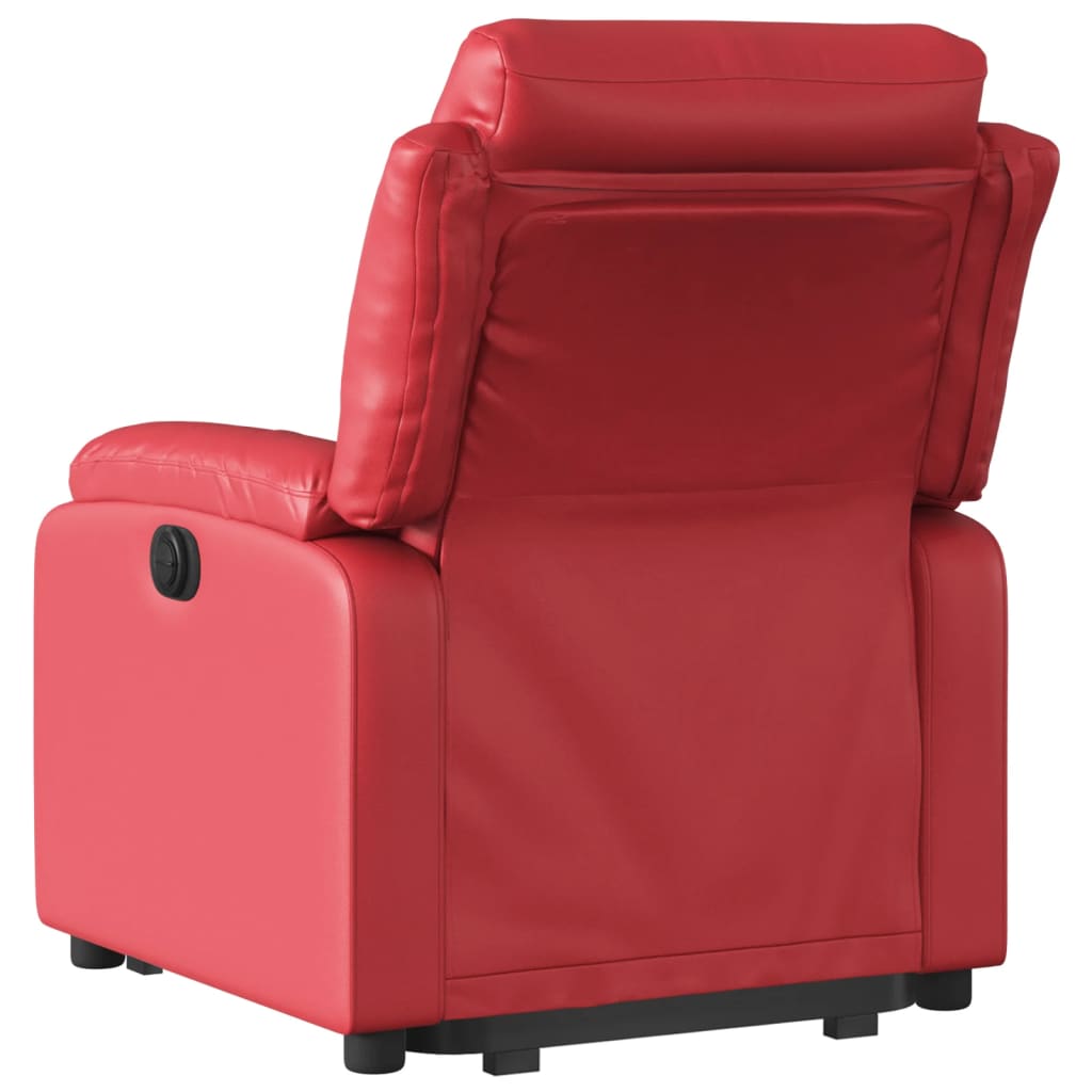 Relaxing chair with electric riser, red, artificial leather