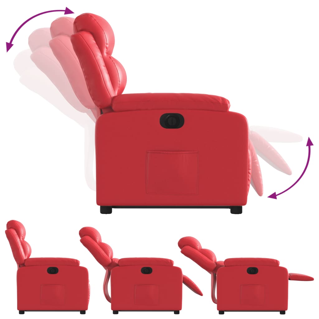 Relaxing chair with electric riser, red, artificial leather