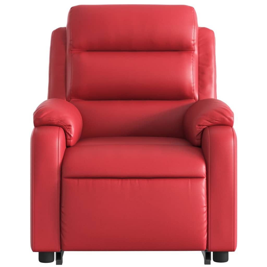 Relaxing chair with electric riser, red, artificial leather