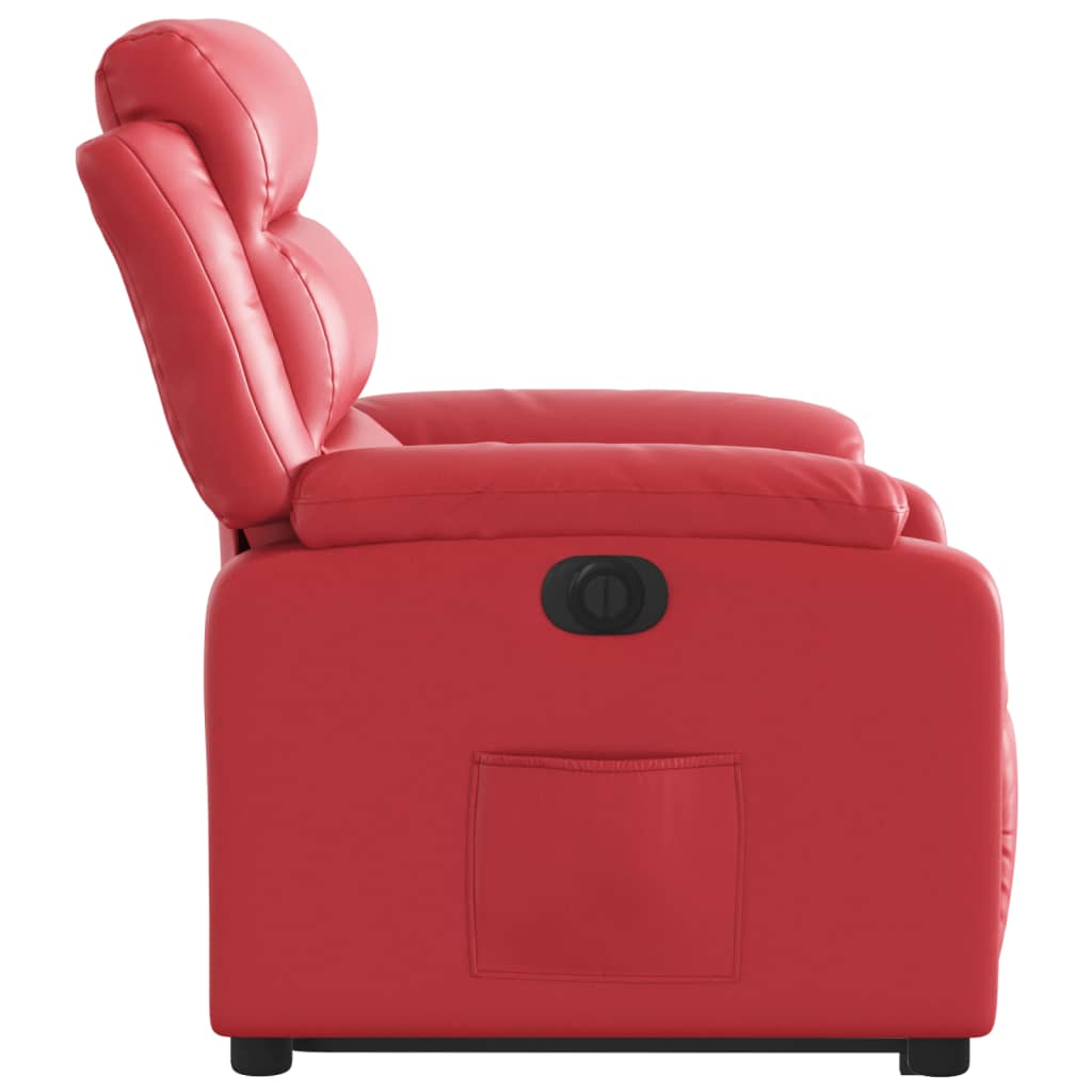 Relaxing chair with electric riser, red, artificial leather