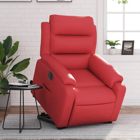 Relaxing chair with electric riser, red, artificial leather