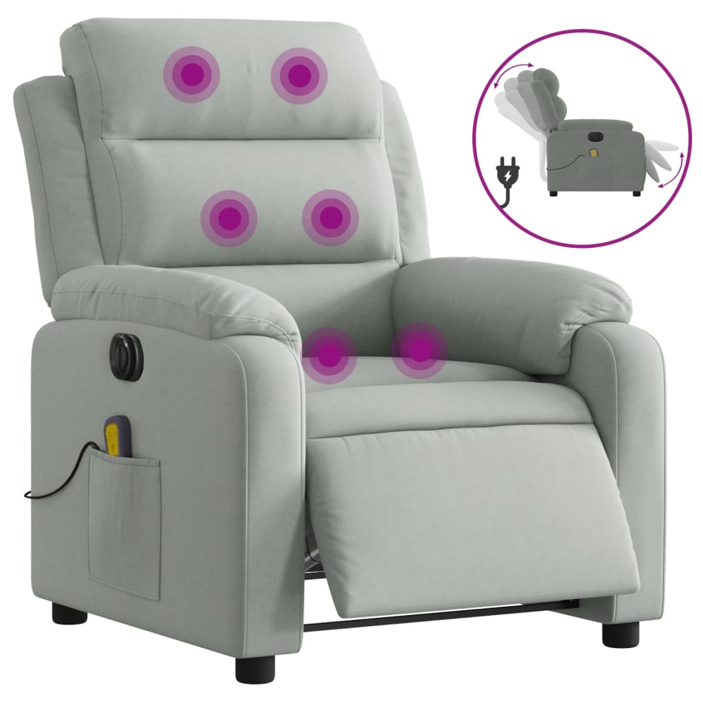 Electric Massage Chair Light Grey Velvet