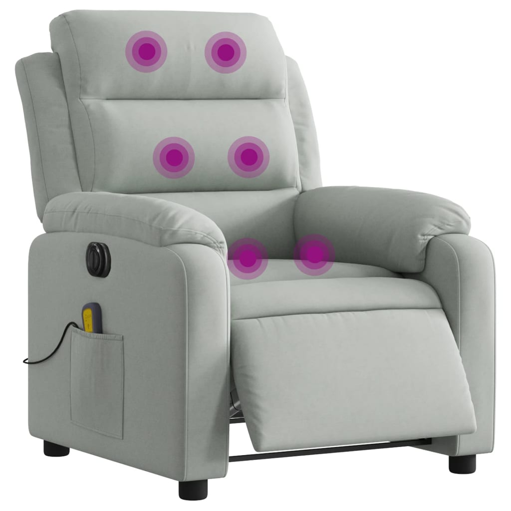 Electric Massage Chair Light Grey Velvet