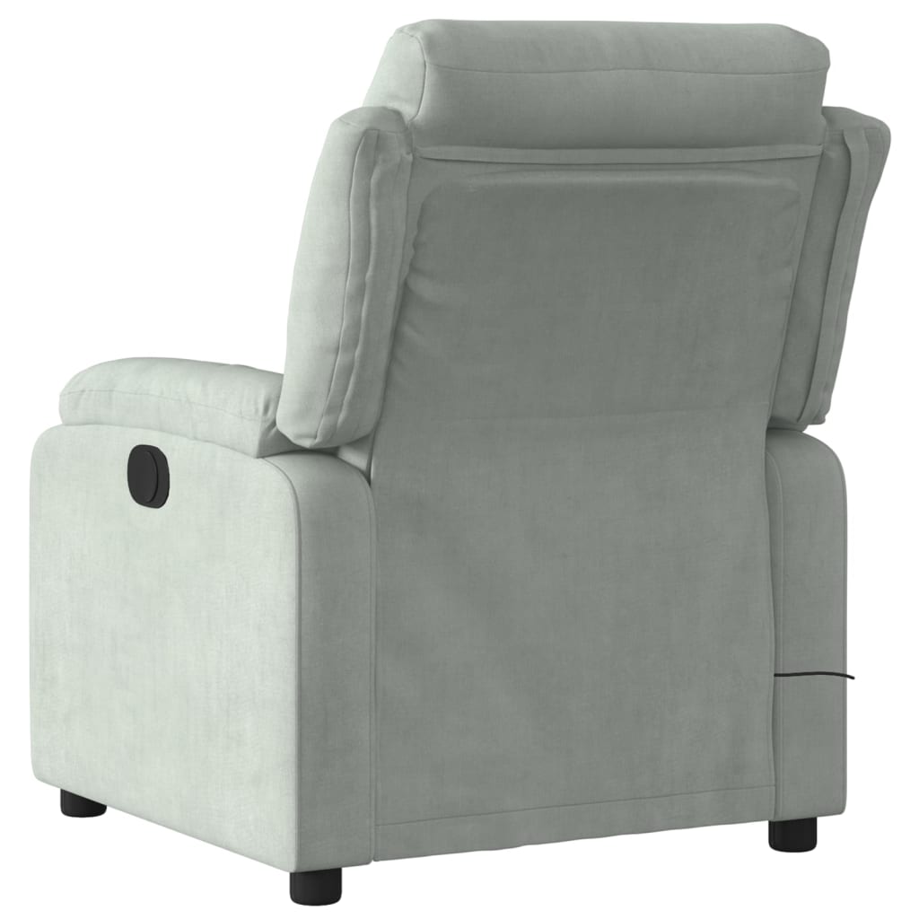 Electric Massage Chair Light Grey Velvet