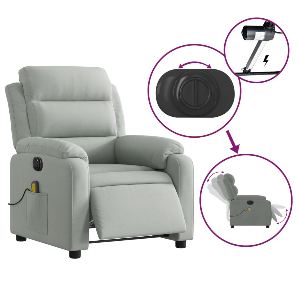 Electric Massage Chair Light Grey Velvet