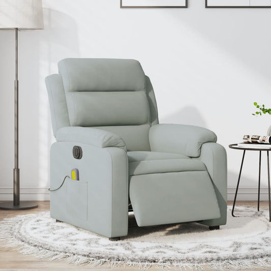 Electric Massage Chair Light Grey Velvet