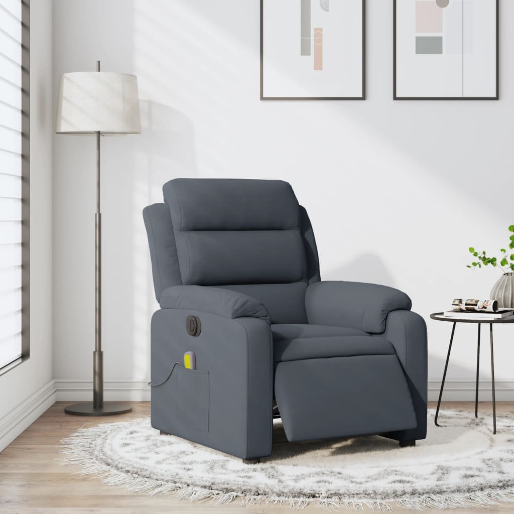 Massagesessel Elektrisch Dunkelgrau Samt