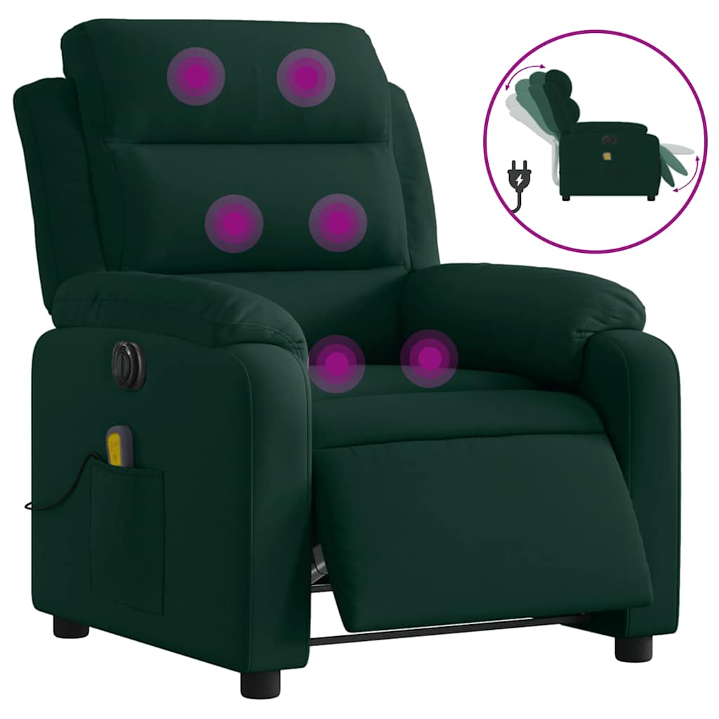 Massagesessel Elektrisch Dunkelgrün Samt