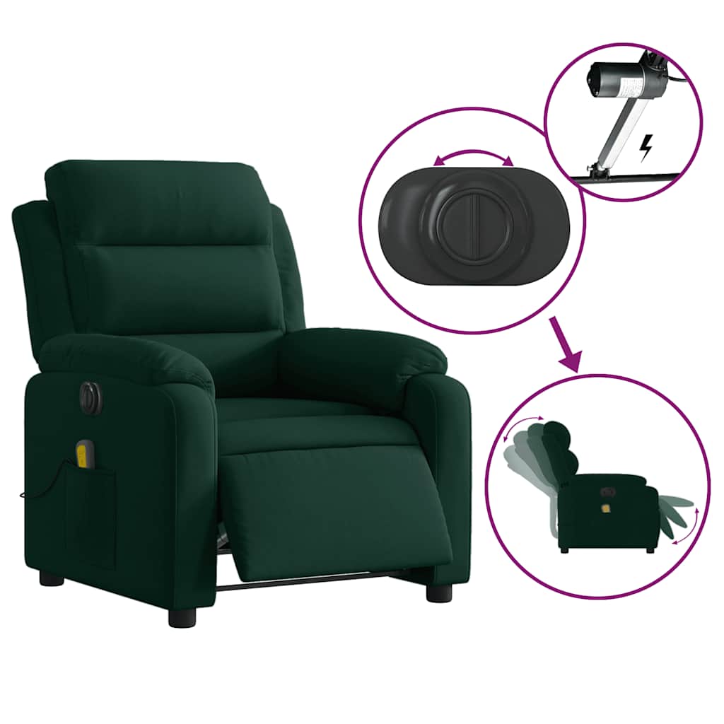 Massagesessel Elektrisch Dunkelgrün Samt