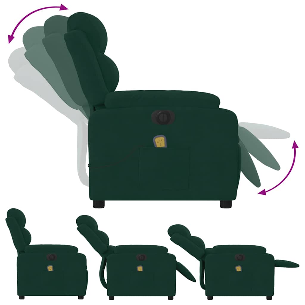 Massagesessel Elektrisch Dunkelgrün Samt
