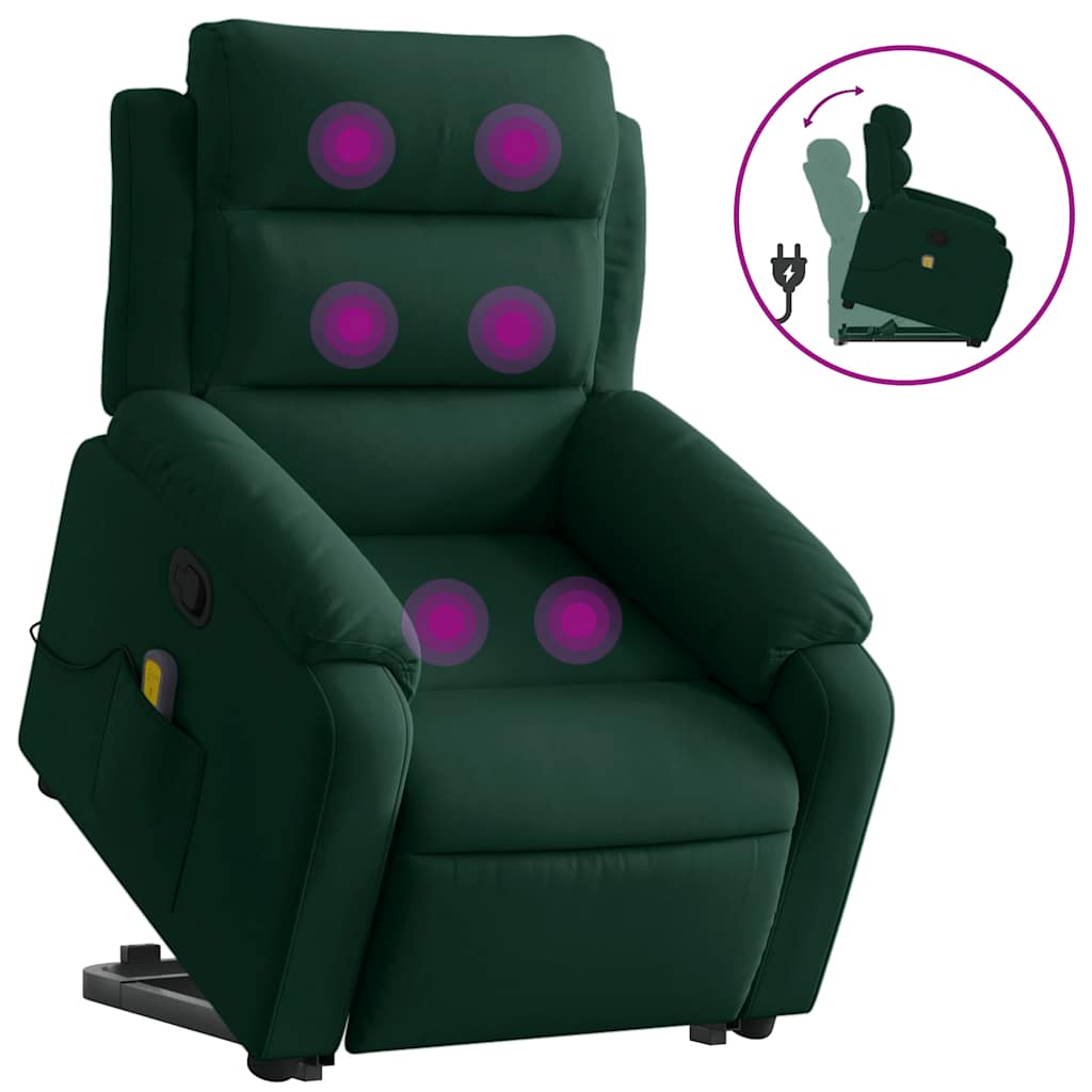 Relaxsessel mit Aufstehhilfe Dunkelgrün Samt
