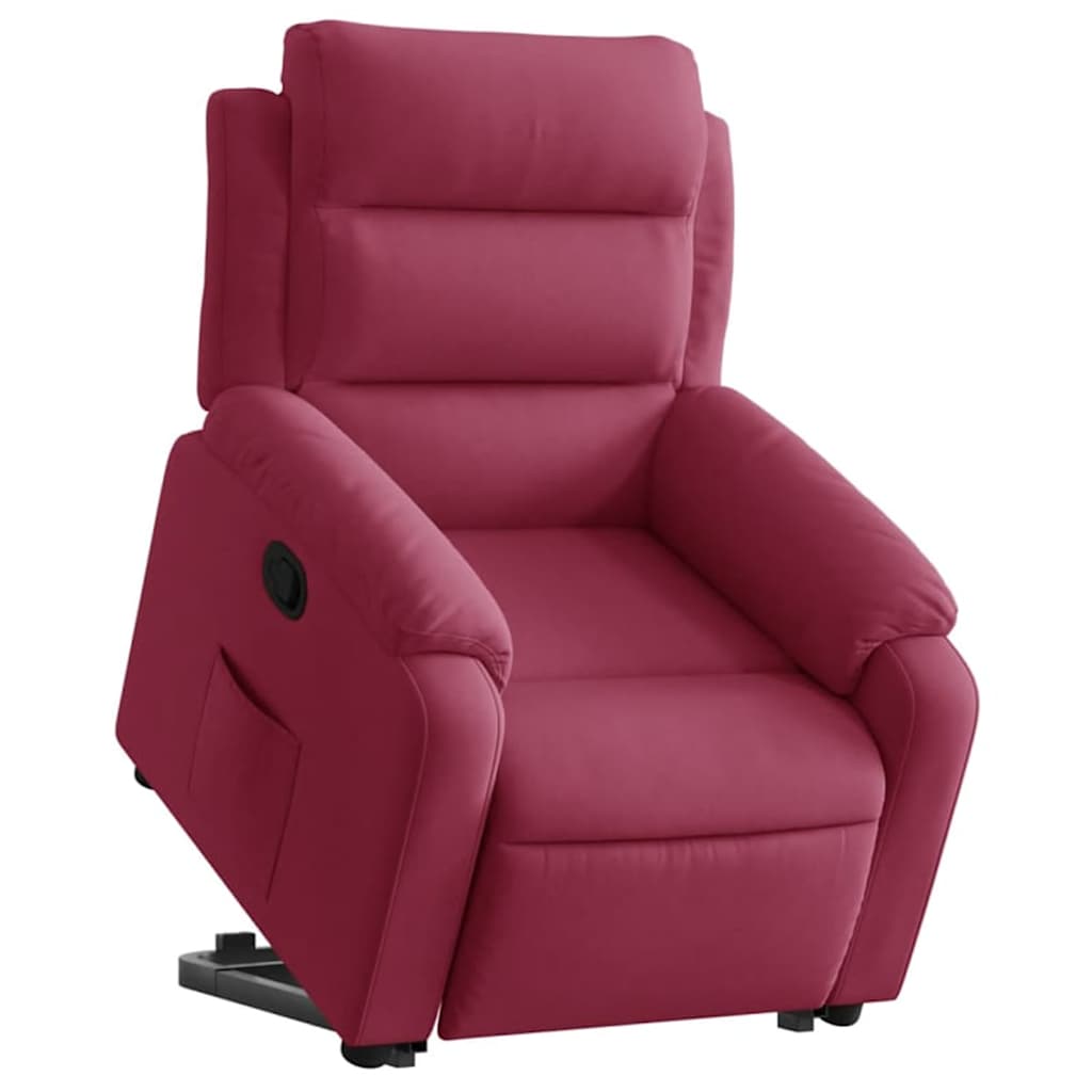 Fauteuil inclinable avec aide à la verticalisation en velours rouge vin